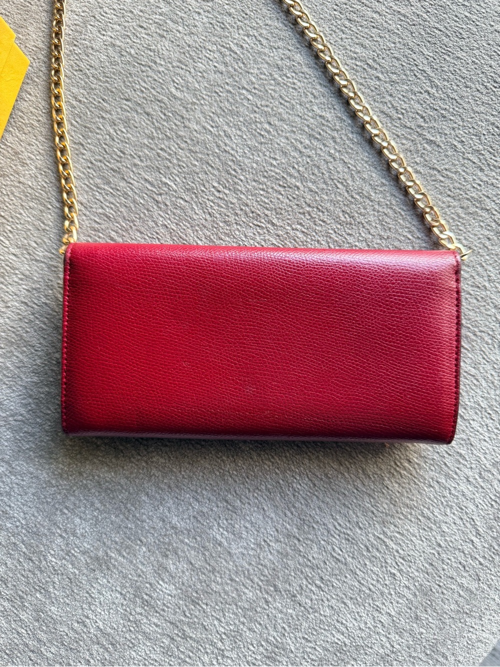 Fendi Red Leather Long Wallet with Gold Chain Insert & Box COA - Picture 3 of 11
